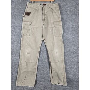 Wrangler Thrashed Distressed Riggs Workwear Men's Carpenter Cargo Pants Sz 36x36